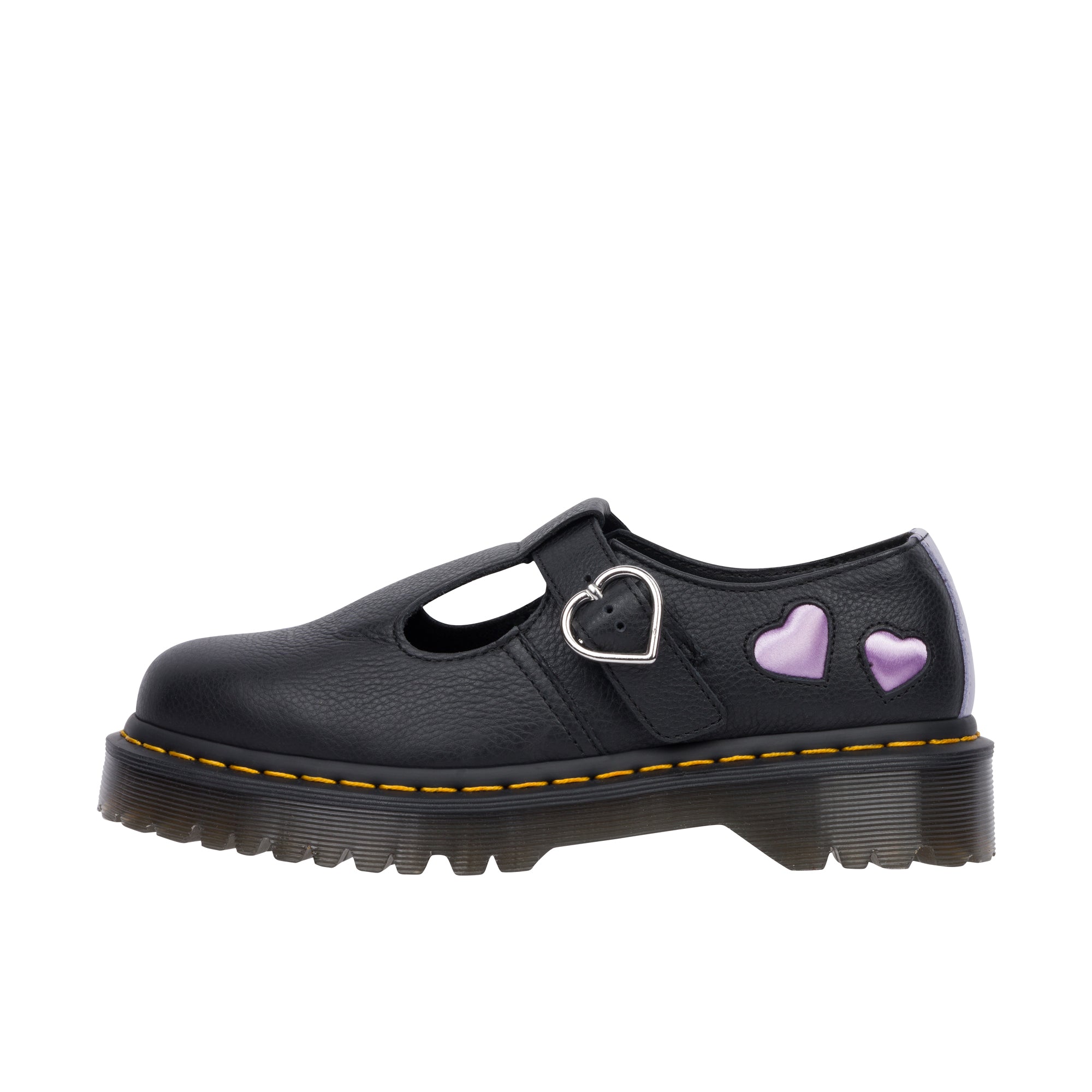 Dr Martens Womens Polley Heart Virginia Satin Lux Black Frosted Lave Robert Wayne