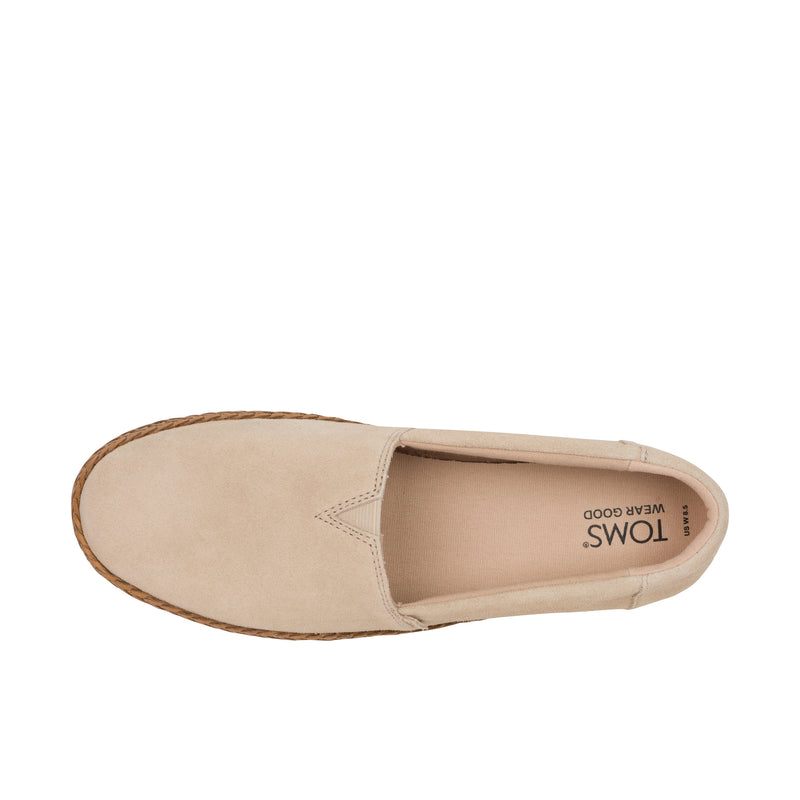 TOMS Womens Valencia Platform Espadrille Oatmeal Suede