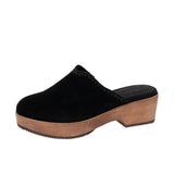 TOMS Womens Addison Clog Black Suede/Deco Stitch Thumbnail 6