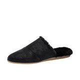 TOMS Womens Jade Flat Black Metallic Suede/Faux Fur Thumbnail 6