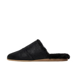 TOMS Womens Jade Flat Black Metallic Suede/Faux Fur Thumbnail 2