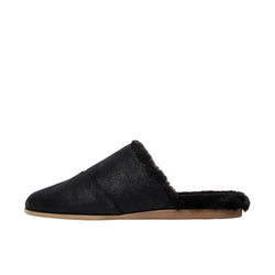 TOMS Womens Jade Flat Black Metallic Suede/Faux Fur