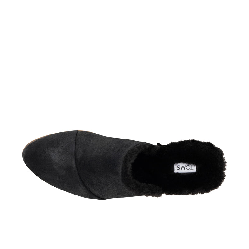 TOMS Womens Jade Flat Black Metallic Suede/Faux Fur